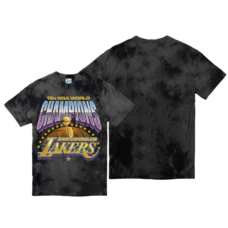 Men's Los Angeles Lakers NBA Tubular Vintage Kings Of The Court Streaker Throwback Black Basketball T-Shirt MGL7283EF